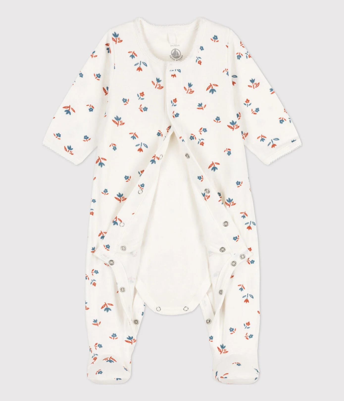 * Petit Bateau Baby Pyjama Tubic | Marshmallow Flowers - Image 4